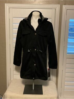 Big Chill Black Hooded Women's Trench Coat